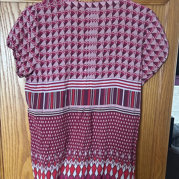 Van Heusen Burgundy and White Geometric Blouse - Picture 2 of 3